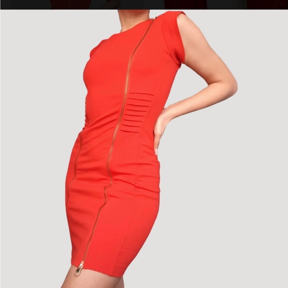 NWT Ted Baker London Eshara Dress Double Zippers Sz 2 US Sz 6 Elegant Red Dress